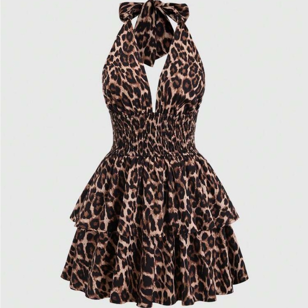 Leopard Print Halter Dress